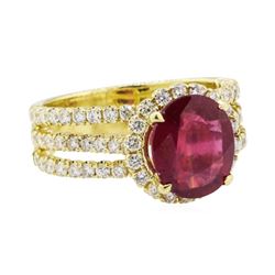 5.42 ctw Ruby and Diamond Ring - 18KT Yellow Gold