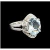 Image 1 : 3.85 ctw Aquamarine and Diamond Ring - 14KT White Gold