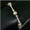 Image 4 : 14kt White and Yellow Gold 0.50 ctw Burnish Diamond Flower and Bar Link Bracelet