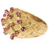 Image 2 : 18K Yellow Gold 0.70 ctw Cabochon Ruby Cluster Checkerboard Cocktail Ring