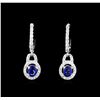 Image 1 : 1.07 ctw Sapphire and Diamond Earrings - 14KT White Gold