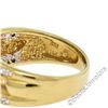 Image 7 : 14kt Yellow and White Gold Dual Row Diamond and Matte Ribbed Dome Band Ring