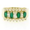 Image 4 : 14k Yellow Gold 2.02 ctw Prong Marquise Emerald & Diamond Quality Pyramid Ring