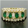 Image 6 : 14k Yellow Gold 2.02 ctw Prong Marquise Emerald & Diamond Quality Pyramid Ring