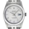Rolex Mens Stainless Silver Diamond 36MM Datejust Wristwatch