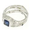 Image 8 : 18K White Gold Emerald Sapphire Bezel Solitaire Ring Band Set
