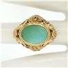 Image 7 : 14k Yellow Gold Etched Open Work Bezel Set Oval Cabochon Persian Turquoise Solit