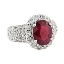 5.52 ctw Ruby and Diamond Ring - 14KT White Gold