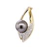 Image 2 : 2.35 ctw Tahitian Pearl and Diamond Pendant - 14KT Yellow Gold