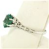 Image 6 : 14k White Gold 1.38 ctw Prong Set Oval Cut Emerald Filigree Solitaire Ring