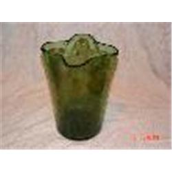 Venini Green Flaired Vase W/Bullicante