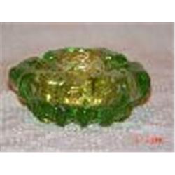 Seguso Green/Gold Bullicante Bowl