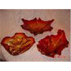 3 Pieces Of Venetian Amberina Glass