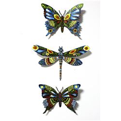 Patricia Govezensky- Original Painting on Cutout Steel (Set of 3) "Set of 3 Butterflies"