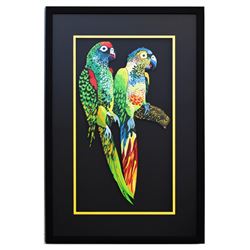 Patricia Govezensky- Original Painting on Laser Cut Steel "Two Parrots X"