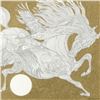 Image 2 : Guillaume Azoulay, "Cranes" Framed Original Pen and Ink Drawing with Hand Laid Gold Leaf, Hand Signe