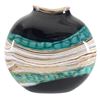 Image 1 : "Large Black Opal Flat Vessel" Hand Blown Glass Vase Sculpture, Hand Signed by GartnerBlade Glass.