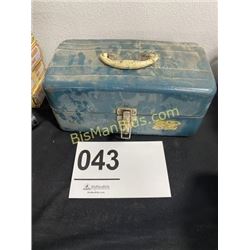 Vintage Metal Tackle Box w/ Tackle - Blue