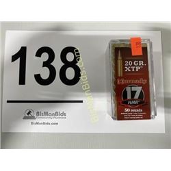 50 Rounds Hornady 17 HMR 20 Gr. XTP Ammo