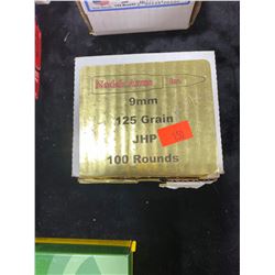 100 Rounds of NoDak Arms Inc 9mm 125 Grain JHP -