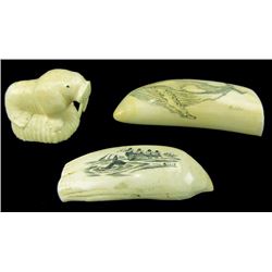 3 Eskimo Ivory Carvings