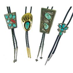 4 Navajo and Zuni Bolo Ties
