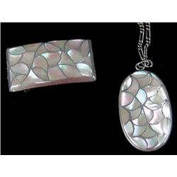 Zuni Inlay Buckle and Pendant