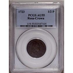 "1723 1/2P Rosa Americana Halfpenny, Cro"