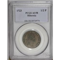 1723 1/2P Hibernia Halfpenny AU58 PCGS.