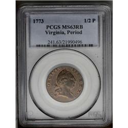 "1773 1/2P Virginia Halfpenny, Period MS"