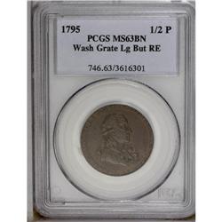 "1795 1/2P Washington Grate Halfpenny, L"