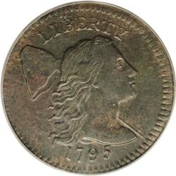 "1795 1C Plain Edge AU50 PCGS. S-78, R.1"