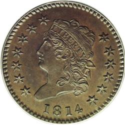 1814 1C Crosslet 4 MS63 Brown PCGS. S-2