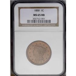 "1850 1C MS65 Red and Brown NGC. N-7, R."