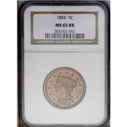 "1853 1C MS65 Red and Brown NGC. N-1, Hi"