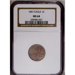 "1857 1C MS64 NGC. Snow-2e, FS-001. Obve"