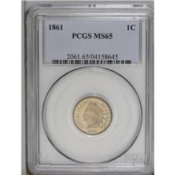 1861 1C MS65 PCGS. The lustrous golden-