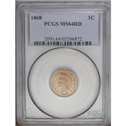 1868 1C MS64 Red PCGS. Attractive coppe