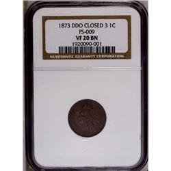 1873 1C Doubled LIBERTY VF20 NGC. FS-00