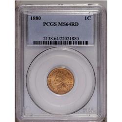 "1880 1C MS64 Red PCGS. A lovely, well s"
