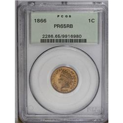 1866 1C PR65 Red and Brown PCGS. Rose-g