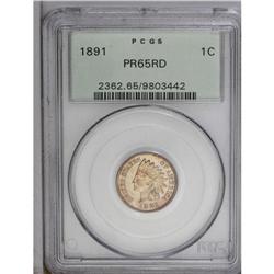 1891 1C PR65 Red PCGS. This boldly impr