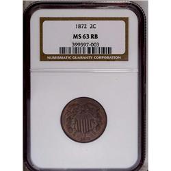 1872 2C MS63 Red and Brown NGC. FS-006.