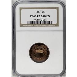 1867 2C PR65 Red and Brown Cameo NGC. O