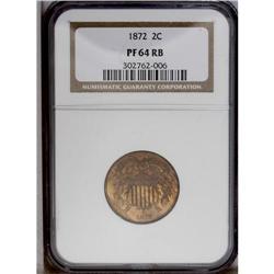 1872 2C PR64 Red and Brown NGC.From The