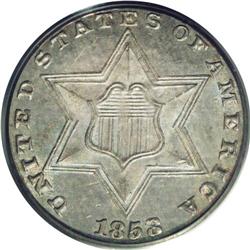1858 3CS MS65 PCGS. The 1858 is the mos