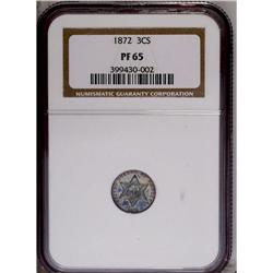 "1872 3CS PR65 NGC. Mottled cobalt-blue,"