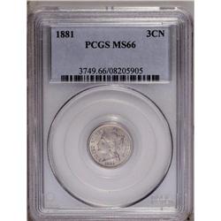 1881 3CN MS66 PCGS. An instantly appeal