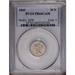 1869 3CN PR66 Cameo PCGS. Sharply struc