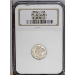 1882 3CN PR67 Cameo NGC. A razor-sharp 